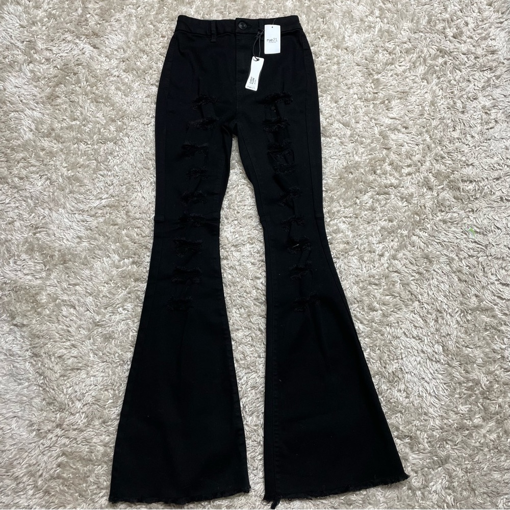 Rue21, 4, and Black curvy super high rise jeans.